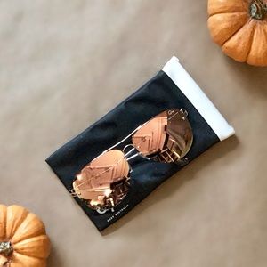 Quay Muse Mirrored Aviator Sunglasses Gold/Pink